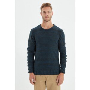 Trendyol Navy Blue Men's Slim Fit Crew Neck Collared Sweater