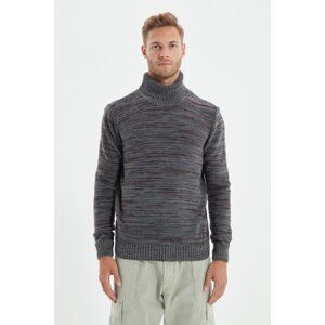 Trendyol Anthracite Men's Slim Fit Turtleneck Plaid Sweater