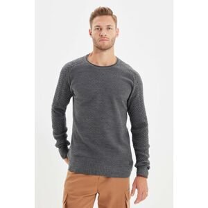 Trendyol Gray Men's Slim Fit Crew Neck Textured Knitwear Sweater
