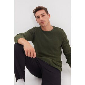 Trendyol Khaki Men's Slim Fit Crew Neck Washed Sweater