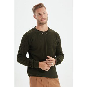 Trendyol Khaki Men's Slim Fit Crew Neck Textured Knitwear Sweater