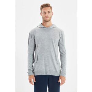 Trendyol Gray Men's Regular Fit Hooded Pullover