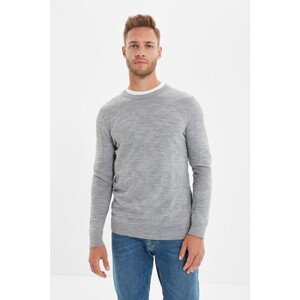 Trendyol Gray Men's Crew Collar Slim Fit Knitwear Sweater