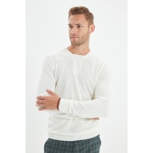 Trendyol Ecru Men's Crew Neck Slim Fit Knitwear Sweater