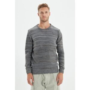 Trendyol Anthracite Men's Slim Fit Crew Neck Collared Sweater