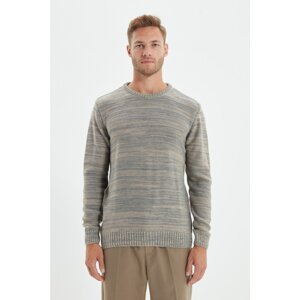 Trendyol Beige Men's Slim Fit Crew Neck Patterned Sweater