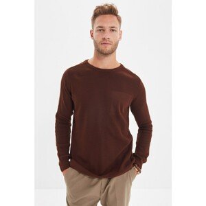 Trendyol Brown Men's Crew Collar Slim Fit Knitwear Sweater