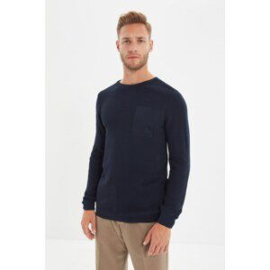 Trendyol Navy Blue Men's Crew Neck Slim Fit Knitwear Sweater