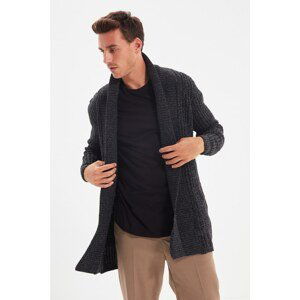 Trendyol Black Men's Regular Fit Shawl Collar Long Knitwear Cardigan.