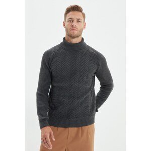 Trendyol Anthracite Men's Slim Fit Turtleneck Textured Knitwear Sweater