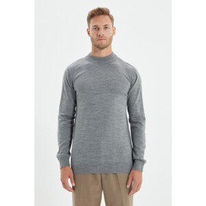Trendyol Gray Men's Slim Fit Half Turtleneck Basic Pullover