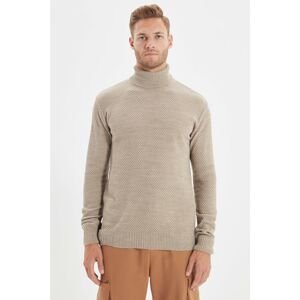 Trendyol Mink Men's Slim Fit Turtleneck Textured Sweater