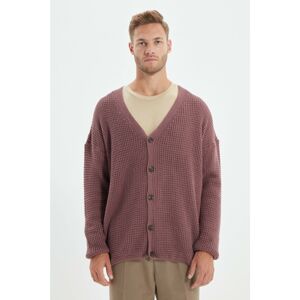 Trendyol Pale Pink Men's Oversize Wide-Fit V-Neck Textured Cardigan