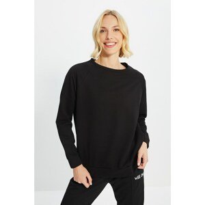 Trendyol Black Raglan Sleeve Oversize Knitted Sweatshirt