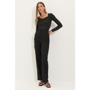 Trendyol Black Front Buttoned Trousers