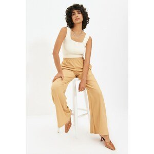 Trendyol Camel Wide Leg Crepe Knitted Trousers