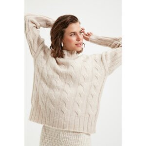Trendyol Stone Knit Detail Stand Up Collar Knitwear Sweater