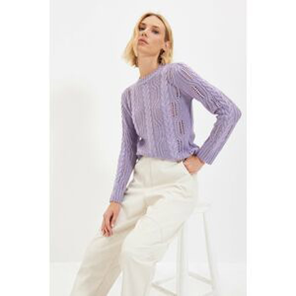 Trendyol Lilac Openwork Knitwear Sweater