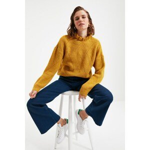Trendyol Mustard Collar Flywheel Knitwear Sweater