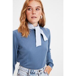 Trendyol Blue Bow Detailed Knitwear Sweater