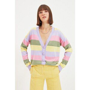 Trendyol Lilac Striped Tirco Cardigan