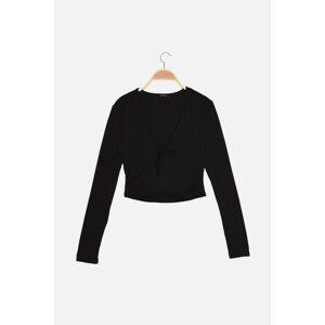 Trendyol Black Knitted Blouse with Waist Detailed Cutout
