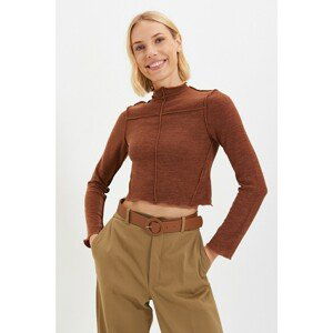 Trendyol Camel Baby Overlock Detailed Knitted Blouse