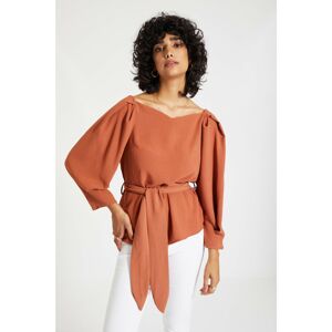 Trendyol Brown Tie Detailed Blouse