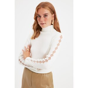 Trendyol Ecru Sleeves Transparent Detailed Knitwear Sweater
