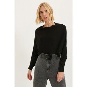 Trendyol Black Standing Collar Bat Sleeve Knitwear Sweater