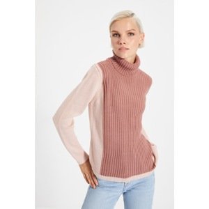 Trendyol Dried Rose Color Block Knitwear Sweater