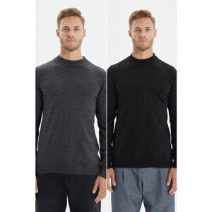 Trendyol Anthracite Men's Slim Fit Half Turtleneck 2-Pack Sweater