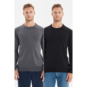 Trendyol Black-Anthracite Men's Slim Fit Crew Neck 2-Pack Sweater