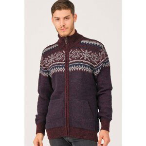 V0272 DEWBERRY ZIPPERED MEN'S SWEATER-BURGUNDY