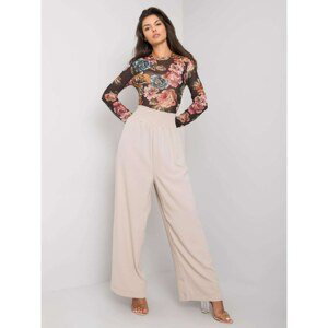 RUE PARIS Beige fabric trousers with high waist