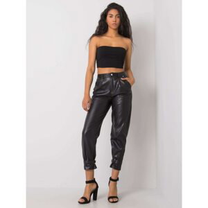 Black women's trousers made of eco-leather