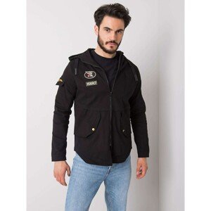 Men's black transitional jacket with a hood