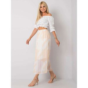 Beige pleated skirt with patterns