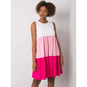 RUE PARIS White and pink dress with a frill