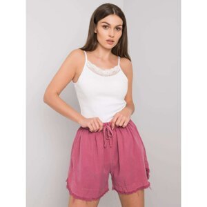 Dusty pink women's shorts with drawstrings