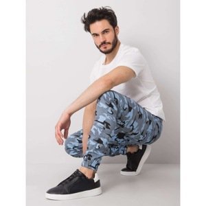 Men's light blue patterned fabric trousers