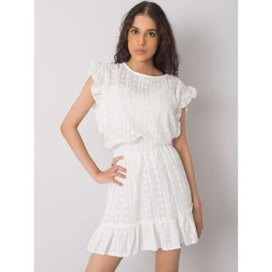 Women's white skirt with a frill
