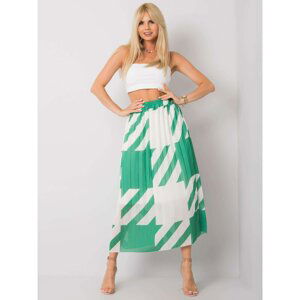 Green pleated skirt with patterns
