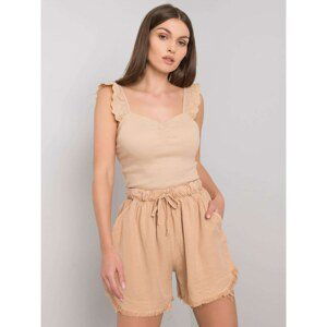 Women's camel shorts with drawstrings