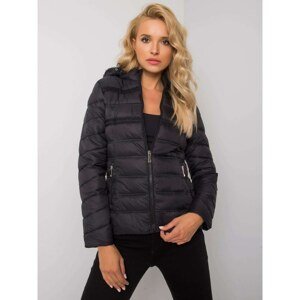 Black quilted jacket with a hood