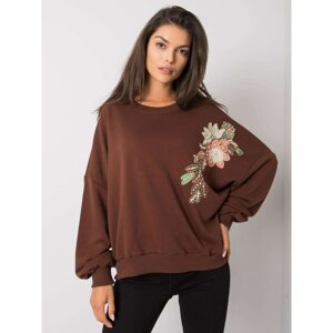 Dark brown sweatshirt without a hood with applications