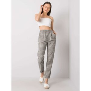 Gray checkered women's trousers