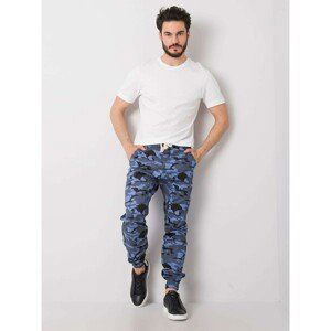 Men's blue trousers with military patterns