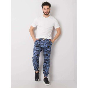 Men's blue trousers with military patterns