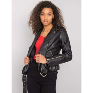 Black ladies biker jacket made of eco-leather